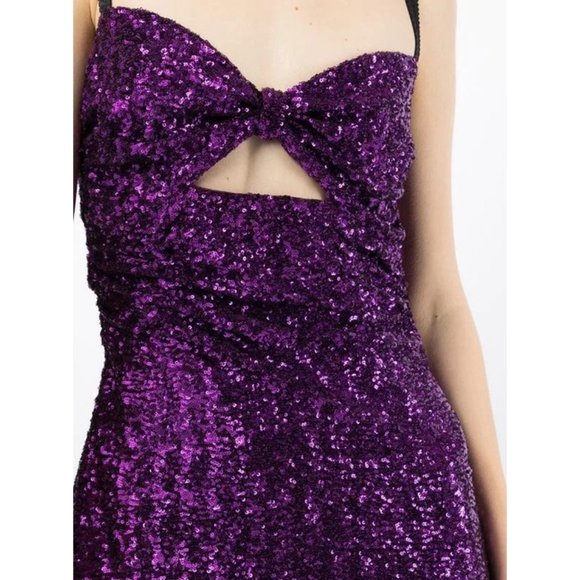 Dolce And Gabbana Purple Sequinned Cut Out Long Dress - Picture 4 of 12